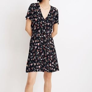 V-Neck Button-Front Mini Dress in Drifting Flowers